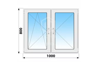 Двухстворчатое пластиковое окно 1000x800 ПО-П