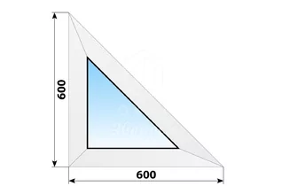 Глухое треугольное пластиковое окно с прямым углом 600x600